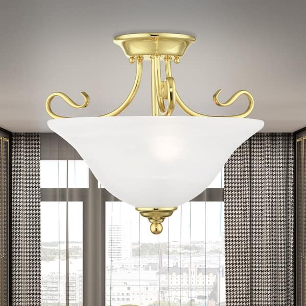 Garrett 2 Light Polished Brass Semi Flush Mount