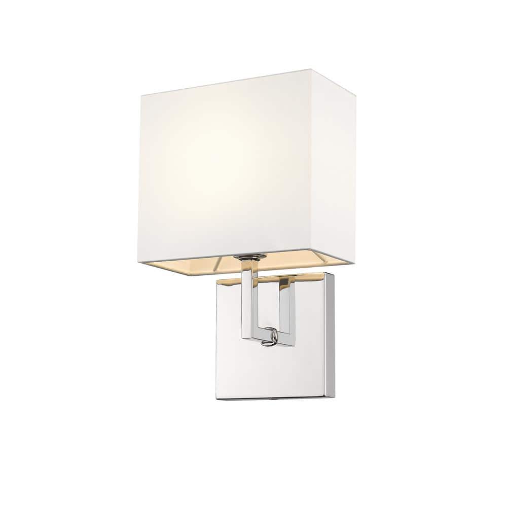 Polished Nickel 11.25" Dimmable Wall Sconce with White Shade