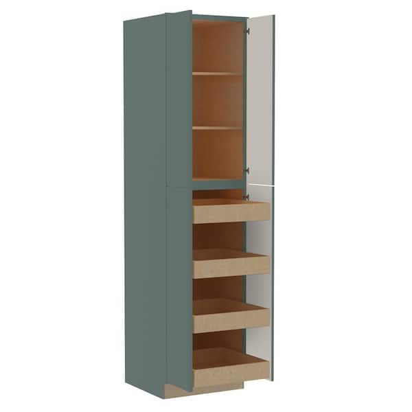 Hargrove 24 in. W x 24 in. D x 96 in. H Assembled Plywood Pantry Kitchen Cabinet in Verdant Green with 4ROT Soft Close