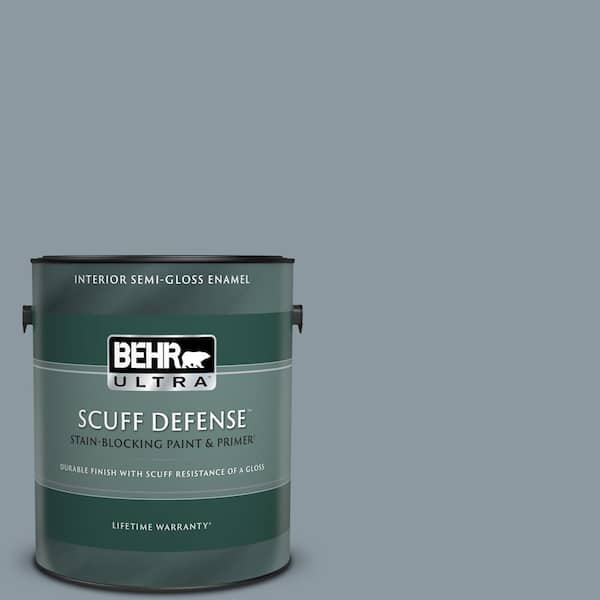BEHR ULTRA 1 gal. #N490-4 Teton Blue Extra Durable Semi-Gloss Enamel Interior Paint & Primer