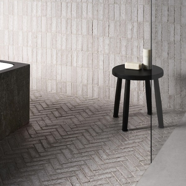 Ivy Hill Tile Creston Chalk White 4 in. x 0.39 in. Herringbone