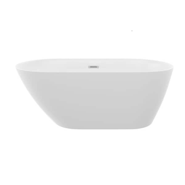 Acrylic 67 in. x 29.1 in. Freestanding Soaking Bathtub with Center Drain in Gloss Finish