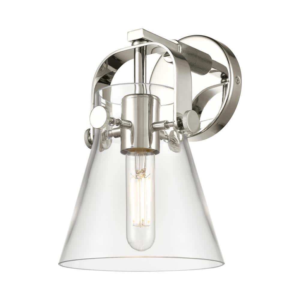 Pilaster II Cone 6.5 in. 1-Light Polished Nickel Wall Sconce with Glass Shade price history on PriceWatchPro