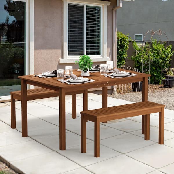 Furinno Tioman Promo Backless Hardwood Outdoor Bench FG181110-C