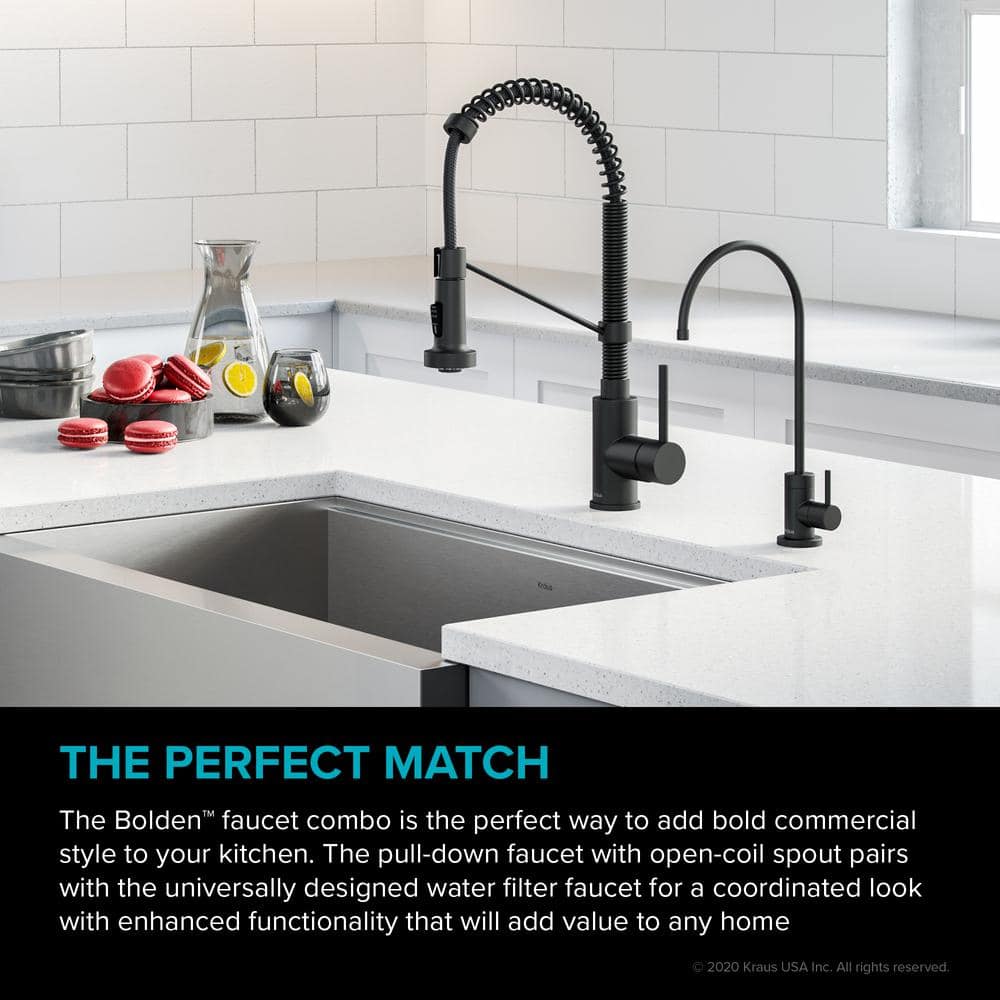 Matte Black Commercial Style Pull-Down Kitchen Faucet with Spray