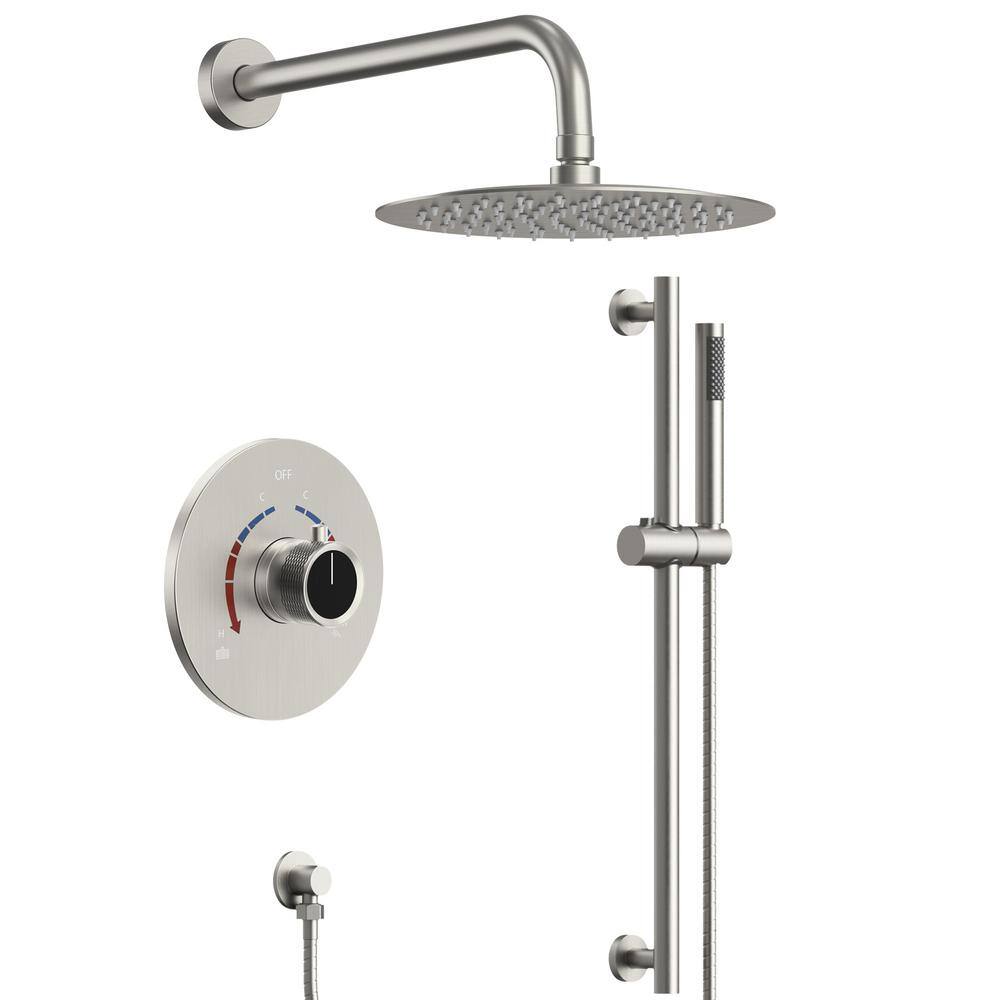 10" Brushed Nickel Adjustable Rainfall Shower System with Handheld
