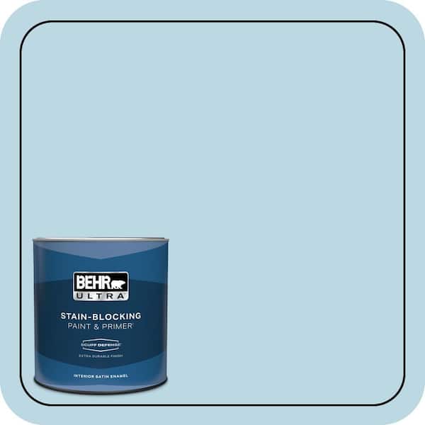 BEHR ULTRA 1 qt. #S490-2 Glacial Stream Extra Durable Satin Enamel Interior Paint & Primer