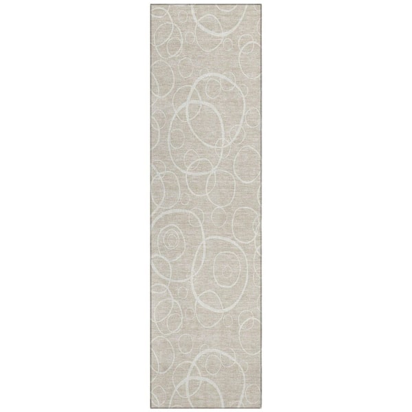 Chantille Machine Washable Indoor/Outdoor Abstract ACN2407 Beige 2 ft. x 7 ft. Runner Rug