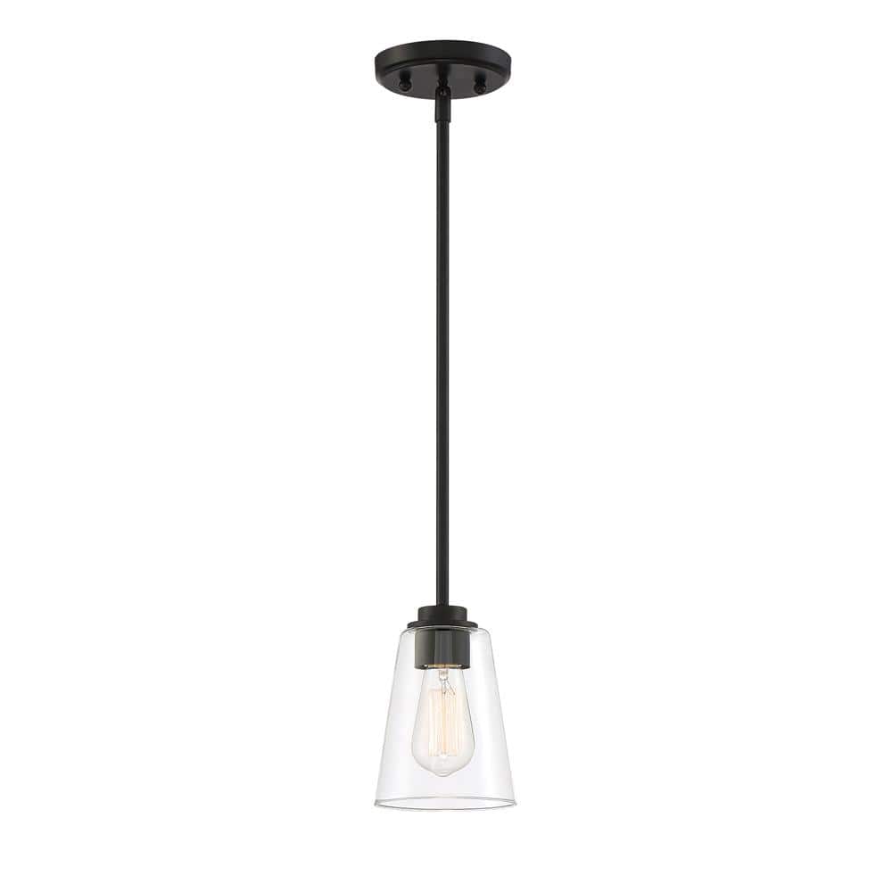 Westin 7.25" Matte Black Mini Globe Pendant with Clear Glass