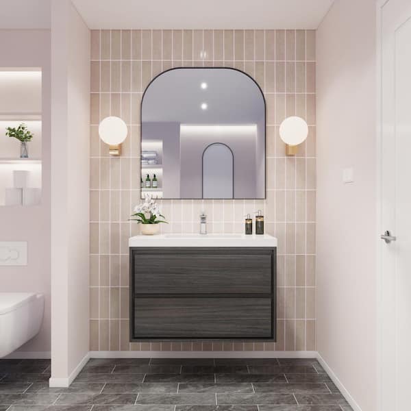 Moreno Bath Sage 36 in. W Vanity in Gray Oak with Reinforced Acrylic Vanity Top in White with White Basin