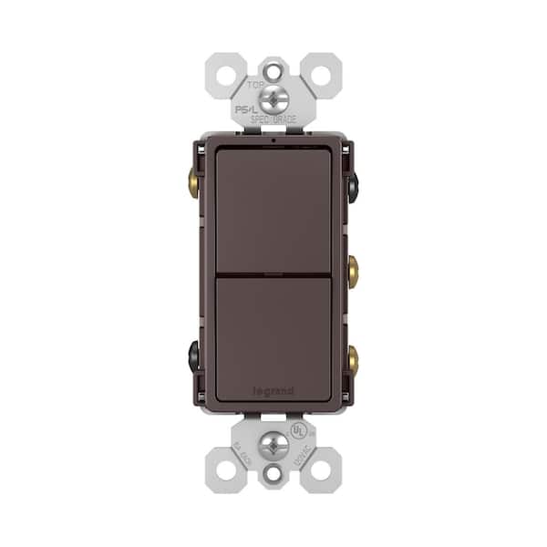 Legrand radiant 15 Amp 120-Volt 2-Switch 3-Way plus 3-Way Combination Decorator Rocker Light Switch, Dark Bronze