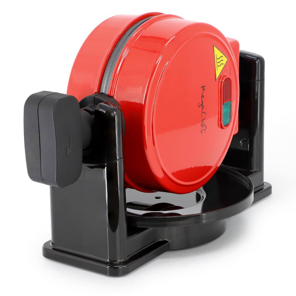Red Non-Stick Rotating Belgian Style Waffle Maker