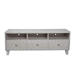 64 in. Gray Wood TV Stand Fits TVs up to 70 in. with 3 Drawers