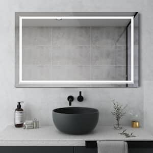 KARA 60 in. W x 36 in. H Large Rectangular Frameless anti fog wall mount LED Light Bathroom Vanity Mirror in Clear