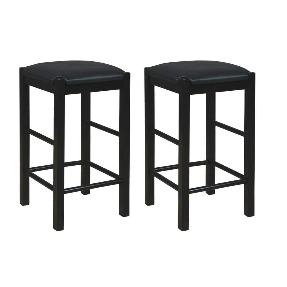 Linon Home Decor Tahoe 25 in. Black Backless Wood Counter Stool with ...