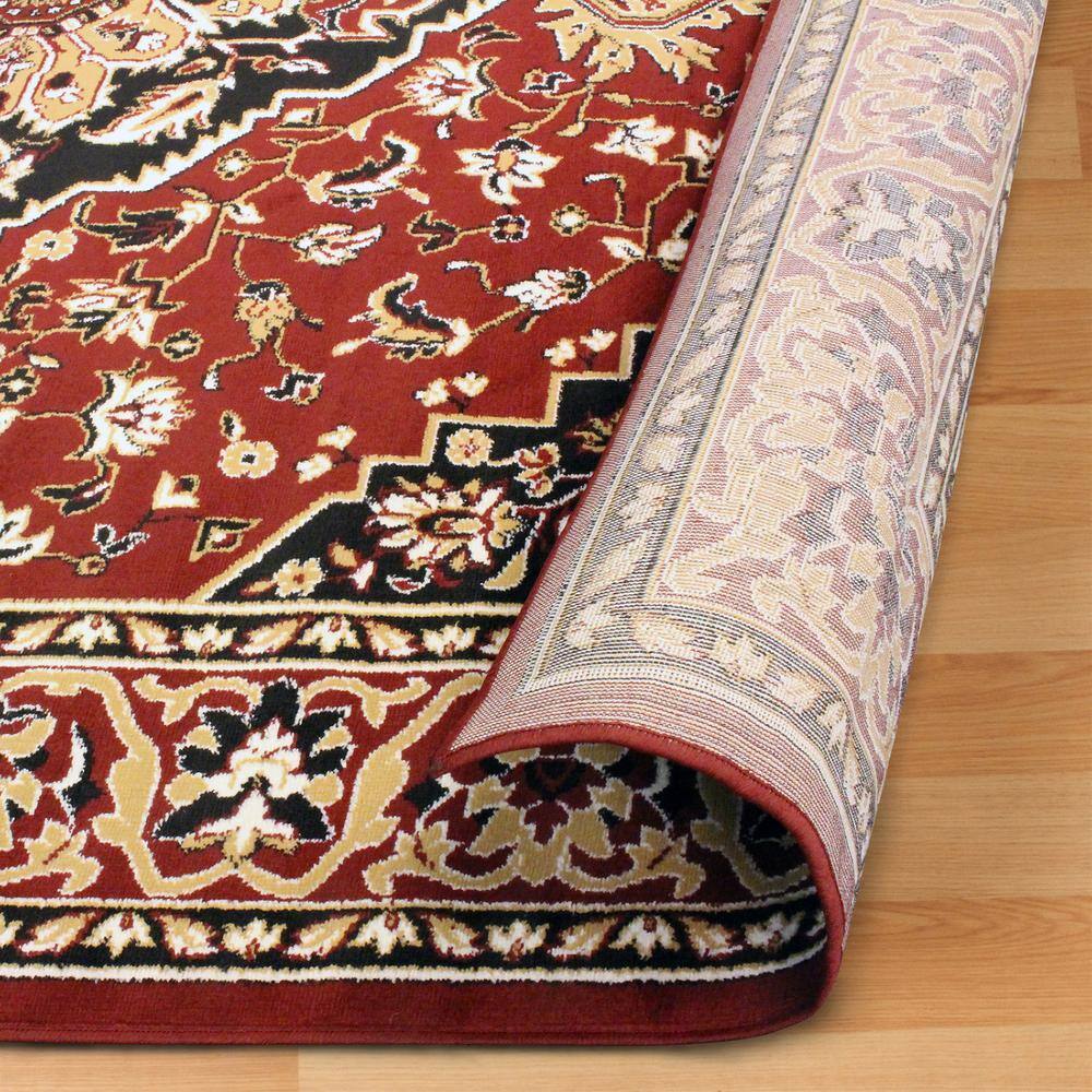 Red Low Pile Synthetic Rectangular Area Rug, 5' x 8'