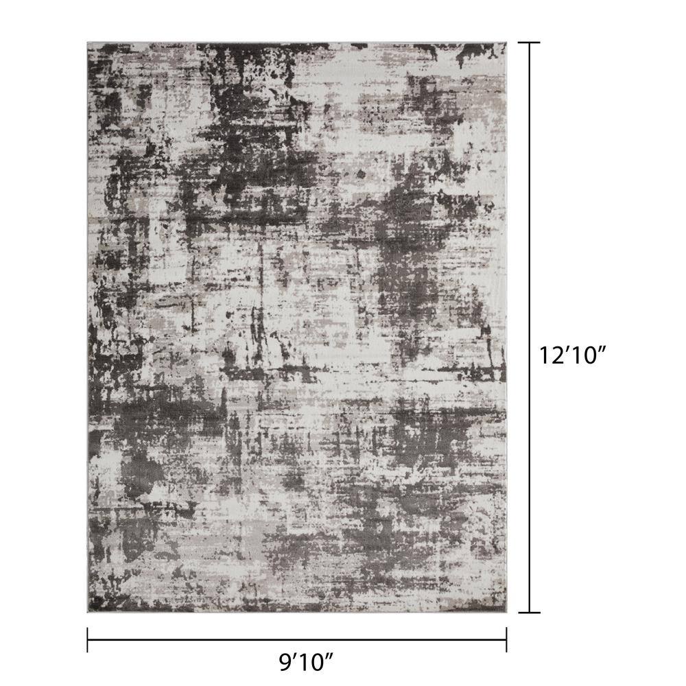 Gray Abstract 9' x 12' Stain-Resistant Synthetic Area Rug