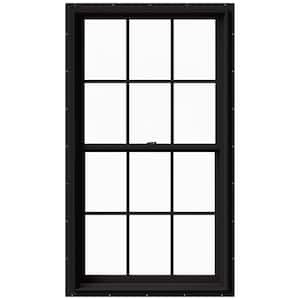 33.375 in. x 60 in. W-2500 Series Black Painted Clad Wood Double Hung Window w/ Natural Interior and Screen