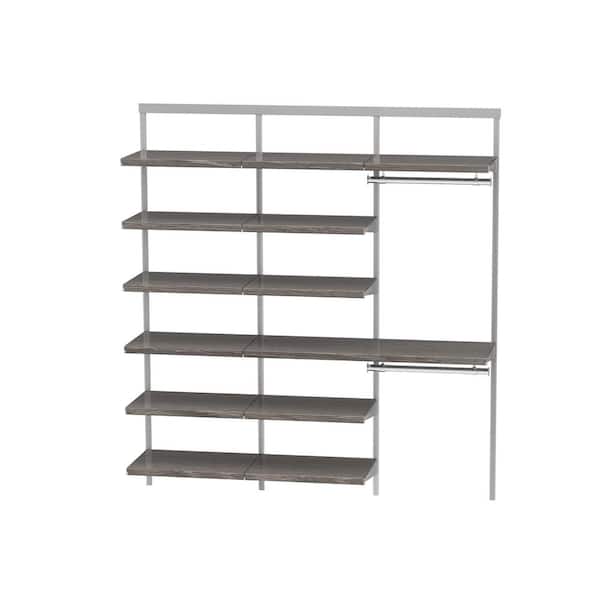 Everbilt Genevieve 6 ft. Gray Adjustable Closet Organizer Double and Long Hanging Rods with Shoe Rack and 5 Shelves
