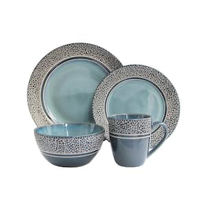 Mosaic 16-Piece Casual Blue Earthenware Dinnerware Set (Service for 4)