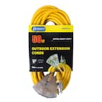 50 ft. 12/3 SJTW 15 Amp/125-Volt Outdoor Triple Tap Extension Cord, Yellow