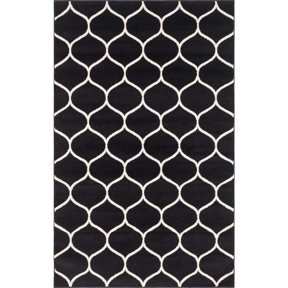 Trellis Frieze Rounded Black 5 ft. x 8 ft. Area Rug price history on PriceWatchPro