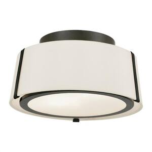 Fulton 12 in. 2-Light Black Flush Mount