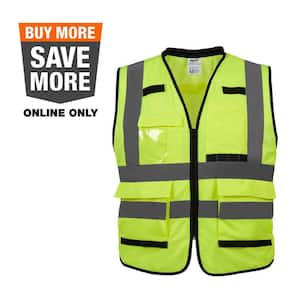 Performance 2X-Large/3X-Large Yellow Class 2-High Visibility Safety Vest with 15 Pockets