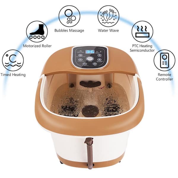 Costway All-In-One Foot Spa Bath Massager outlet Tem/Time Set Heat Bubble Vibration W/4