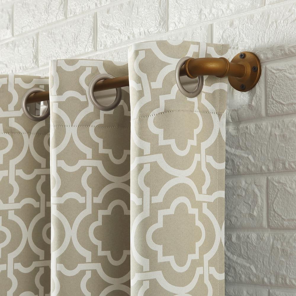 Taupe Blackout Polyester Geometric Trellis Window Curtain Panel 40" x 63"