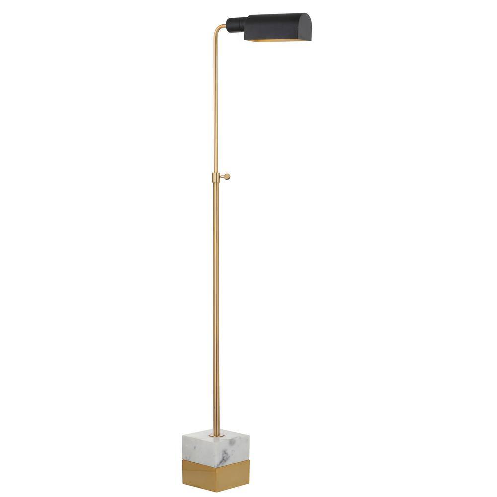 Contemporary Black Silk Shade LED Floor Lamp with Adjustable Height