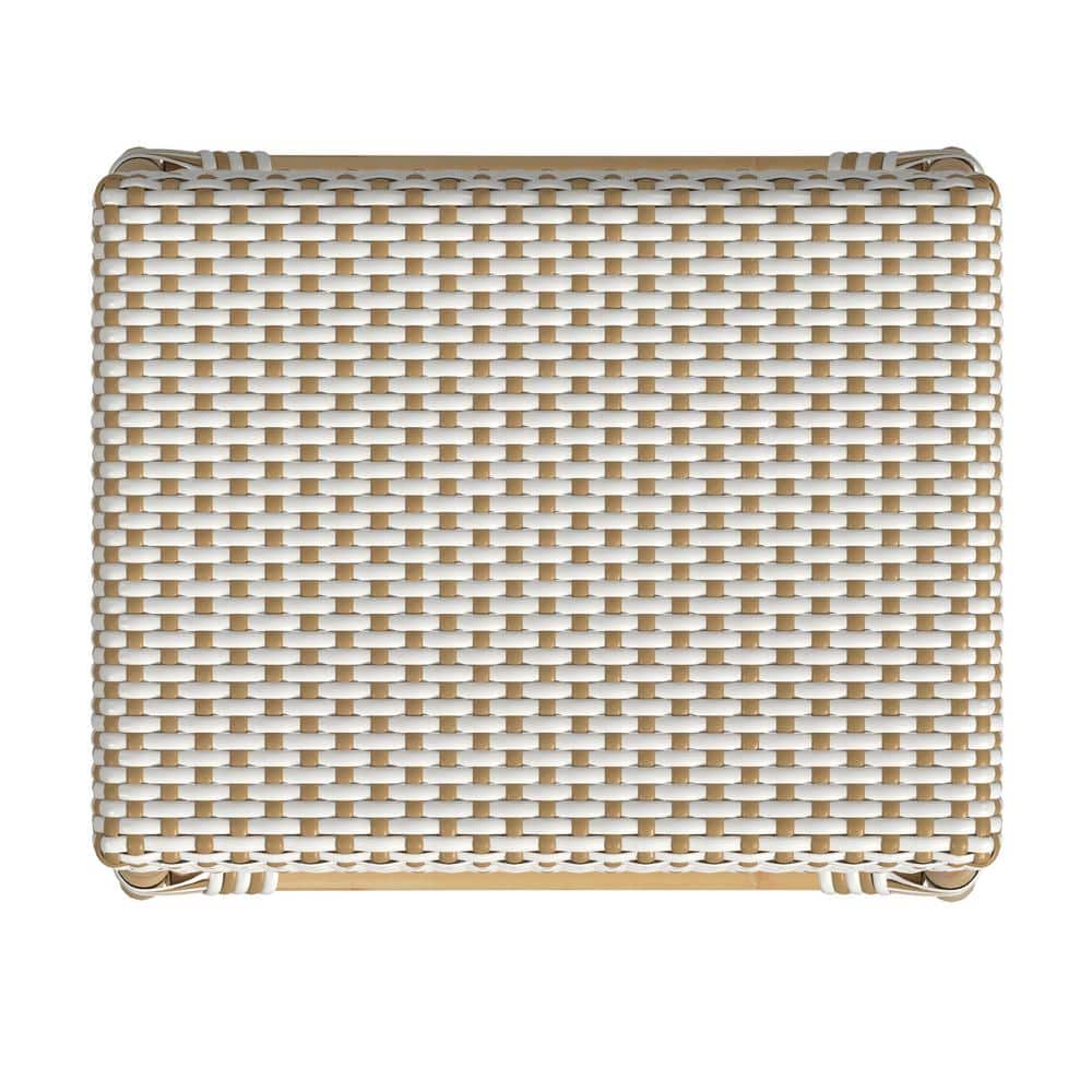 Robias 24.5" White and Tan Dot Rattan Backless Counter Stool