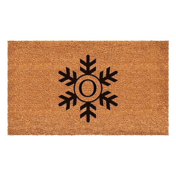 Calloway Mills Snowflake Natural 30 in. x 48 in. Coir Monogrammed (Letter O) Door Mat