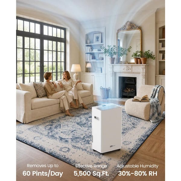 HOGARLABS Dehumidifier For Basement – 3 Smart Modes, Digital Control, 0.66Gal Tank & Drain Hose, Covers Up To 32 Pints/Day