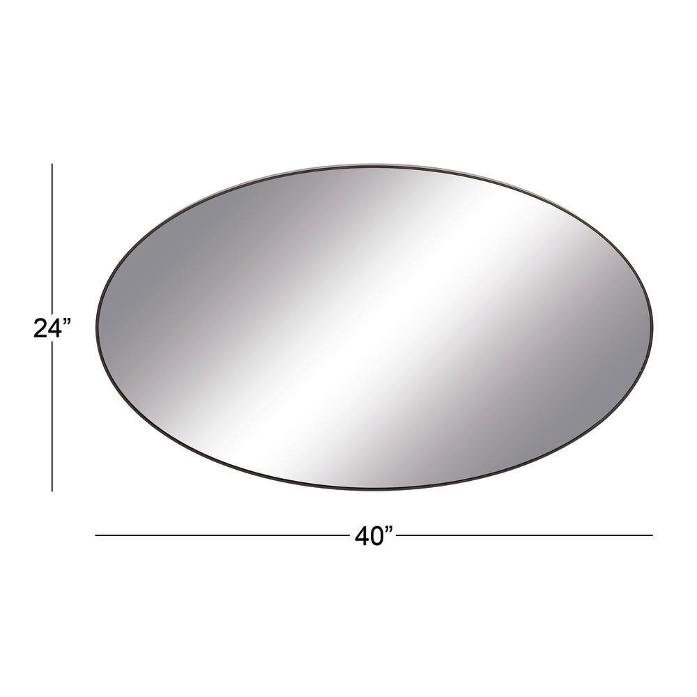 Modern Oval Black and Silver Wood Framed Dresser Mirror