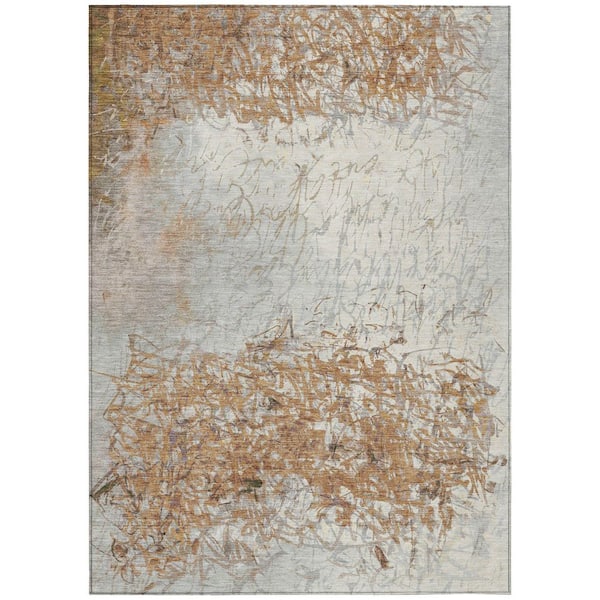 Chantille Machine Washable Indoor/Outdoor Abstract ACN2449 Copper 8 ft. x 10 ft. Area Rug