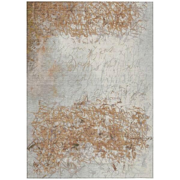 Chantille Machine Washable Indoor/Outdoor Abstract ACN2449 Copper 9 ft. x 12 ft. Area Rug