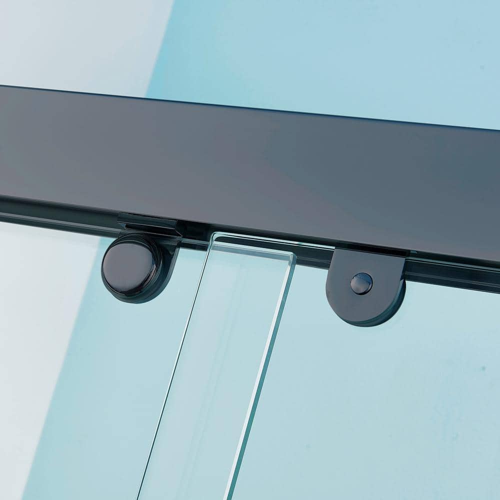 60" Matte Black Aluminum Framed Double Sliding Shower Door