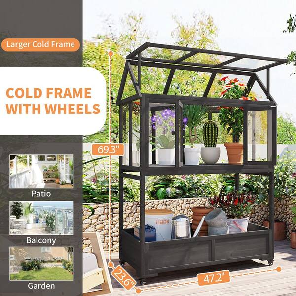 69 in. Garden Wood Portable Trellis with Movable Wheels Mini