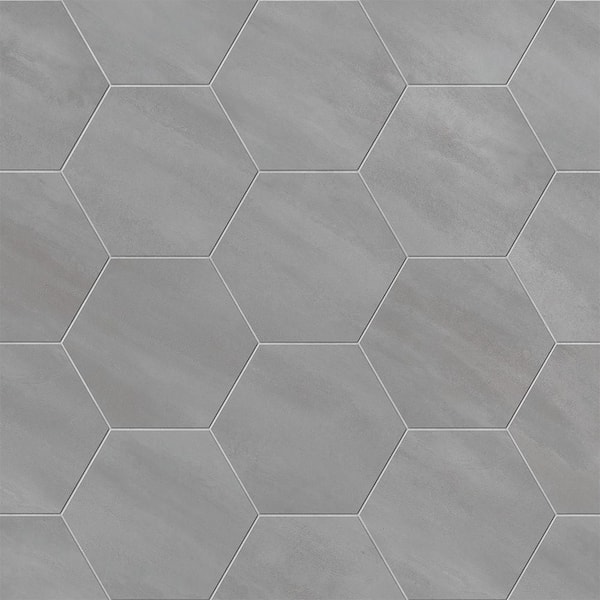 Hexagon Ray Gray Matte 8.5 in. x 10 in. Concrete Look Porcelain Floor and Wall Tile (12.49 sq. ft./Case)