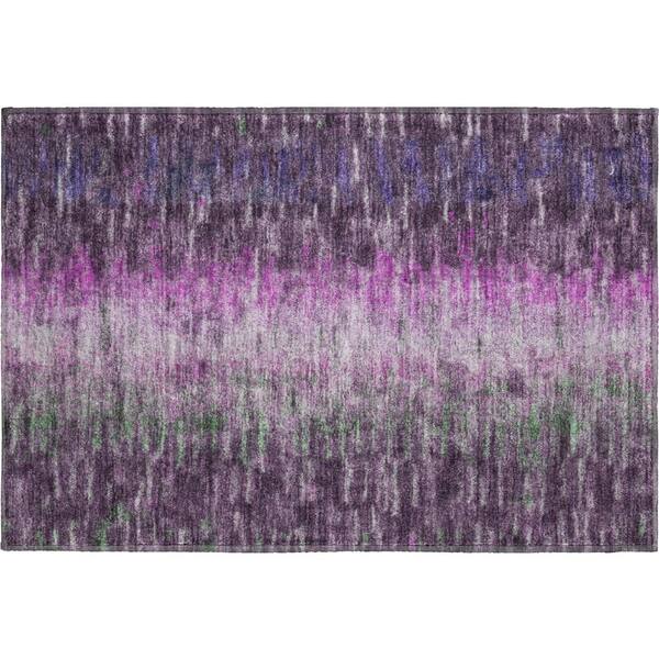 Mayfield Premium Machine Washable Abstract AMF2318 Eggplant 3 ft. x 4 ft. Area Rug