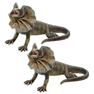 Frill Necked Lizard Statue Set (2-Piece)