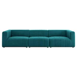 Bartlett 129 in. Teal Fabric 3-Seat Sofa with No Additional Features