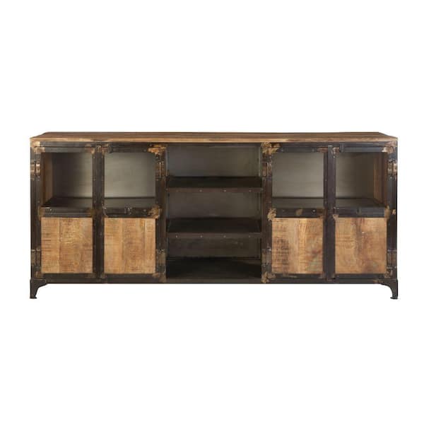 Home Decorators Collection Manchester 72 in. Natural Reclaimed Wood TV Stand Fits TVs Up to 80 in. with Storage Doors