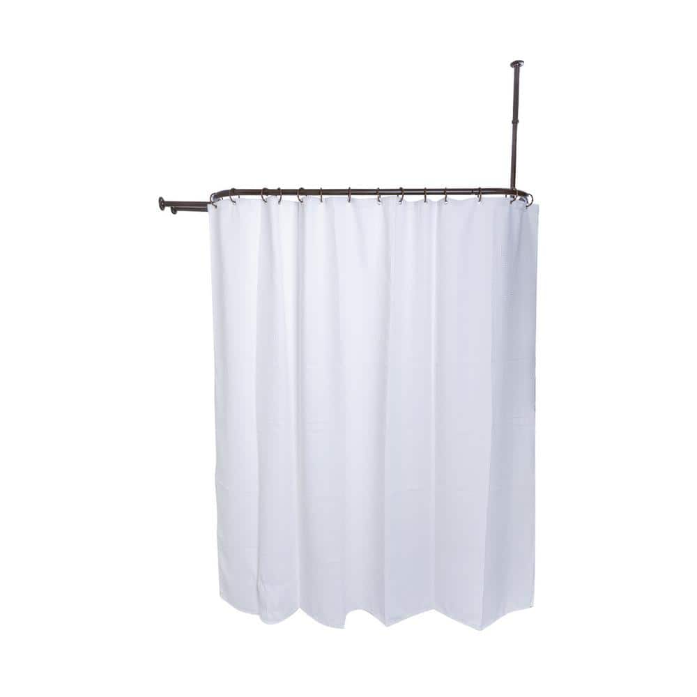 Oil Rubbed Bronze D-Shaped Ceiling Mounted Shower Curtain Rod Set