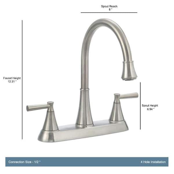 Reviews For Pfister Cantara High Arc 2 Handle Standard Kitchen Faucet With Side Sprayer In Stainless Steel F 036 4crs The Home Depot