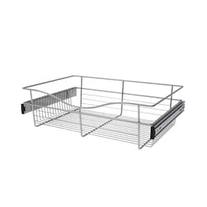 7 in. H x 24 in. W Chrome Steel 1-Drawer Wide Mesh Wire Basket