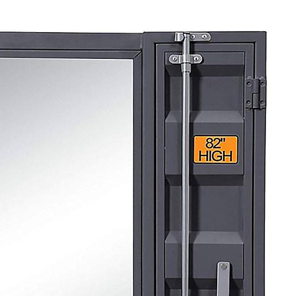 Gunmetal Rectangular Metal Nursery Vanity Mirror