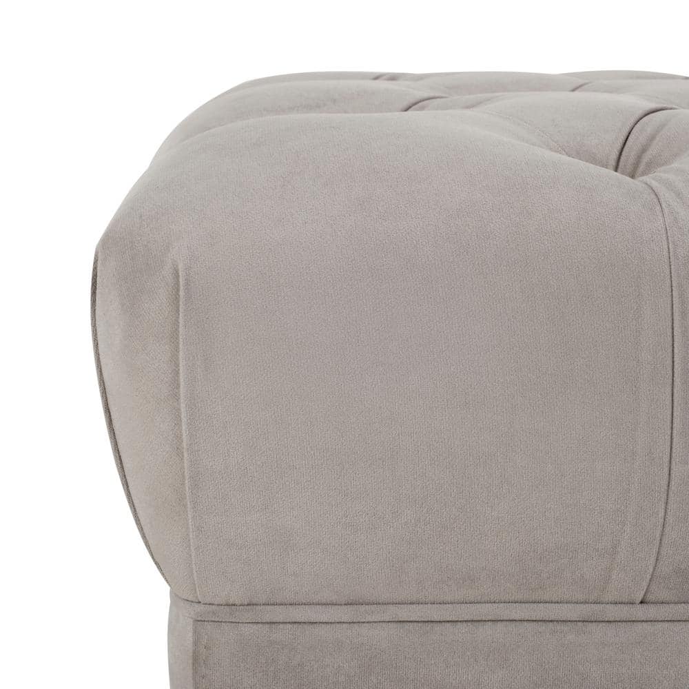 Luxurious Grey Velvet and Brass Tufted 54" Bench