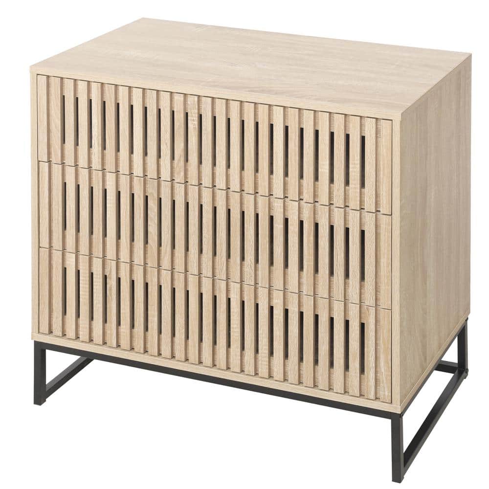 31.50 in. W x 15.75 in. D x 30.31 in. H Natural Brown Linen Cabinet with 3-